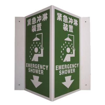 SAFEWARE/安赛瑞 V型标识-紧急冲淋装置，自发光板材，300mm高×150mm宽，39014