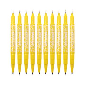 ZEBRA/斑马 速干油性小双头记号笔 ,YYTS5 细头1.0-1.3mm.极细头0.5mm(黄色）10支/盒