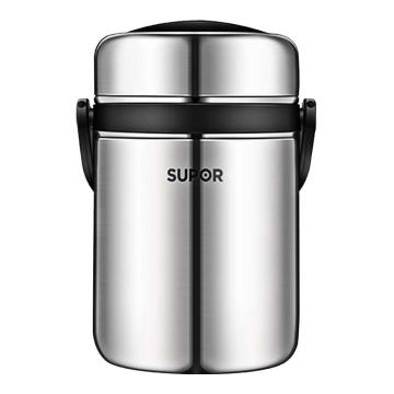 SUPOR/苏泊尔 高汤宝系列保温提锅 ,三层304不锈钢保温饭盒便当盒保温提锅1.5L KF15A1黑色